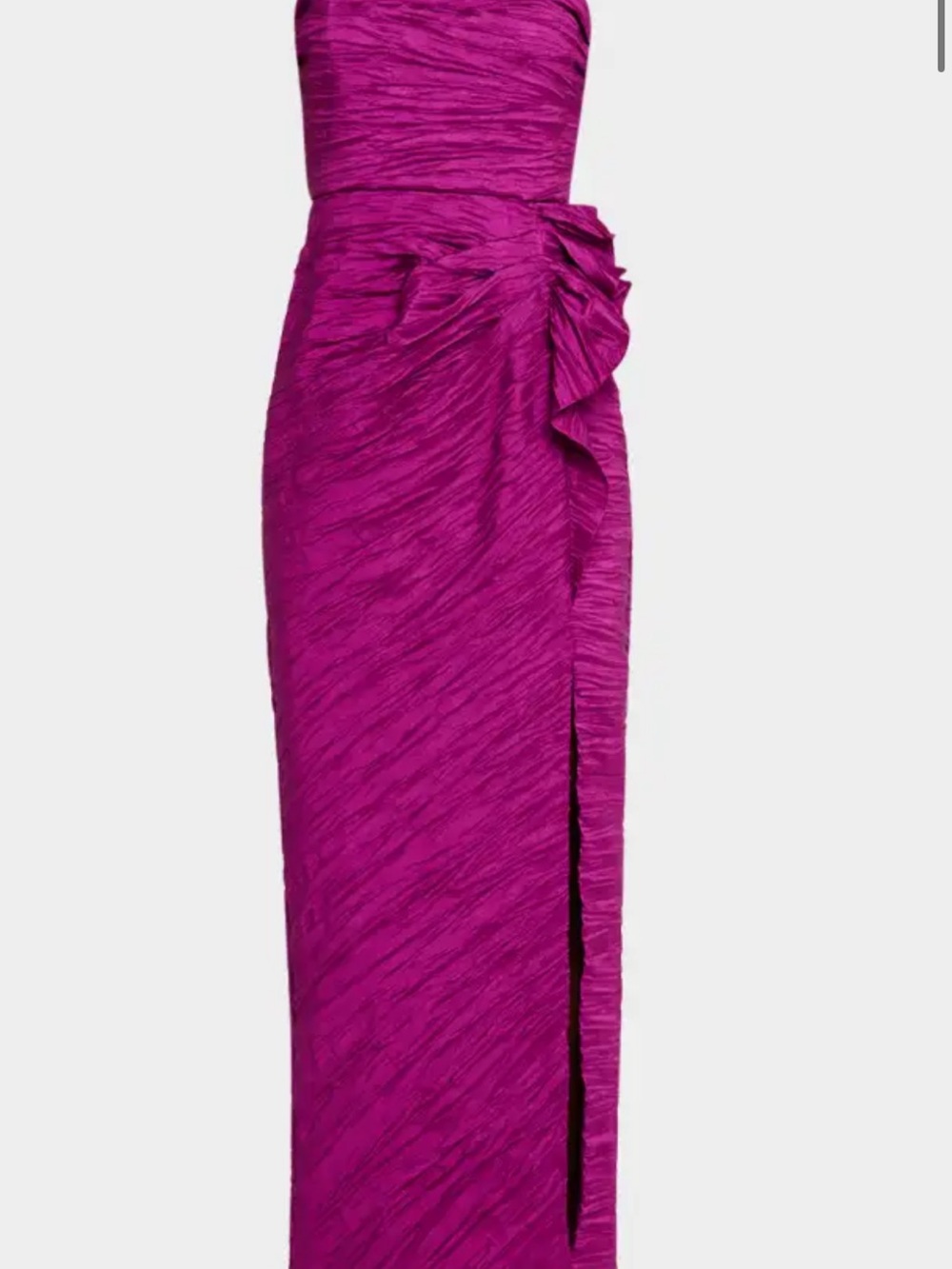 Liv Foster Fuchsia crushed taffeta maxi dress with Side Ruching and slit